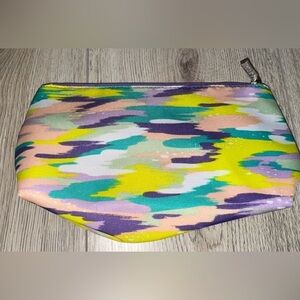 Clinique green purple white Colorful Patterned Pouch makeup cosmetic bag